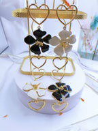 Wearsmartii Heart & Flower Double Layer Dangle Earrings - Elegant Floral Drop Jewellery for Women