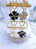 Wearsmartii Heart & Flower Double Layer Dangle Earrings - Elegant Floral Drop Jewellery for Women