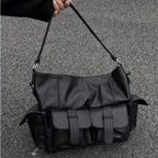 Large Capacity Simple Neutral Dark One-shoulder Oblique Bag