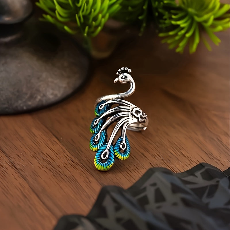 Wearsmartii Peacock Shape Open Ring Size Adjustable
