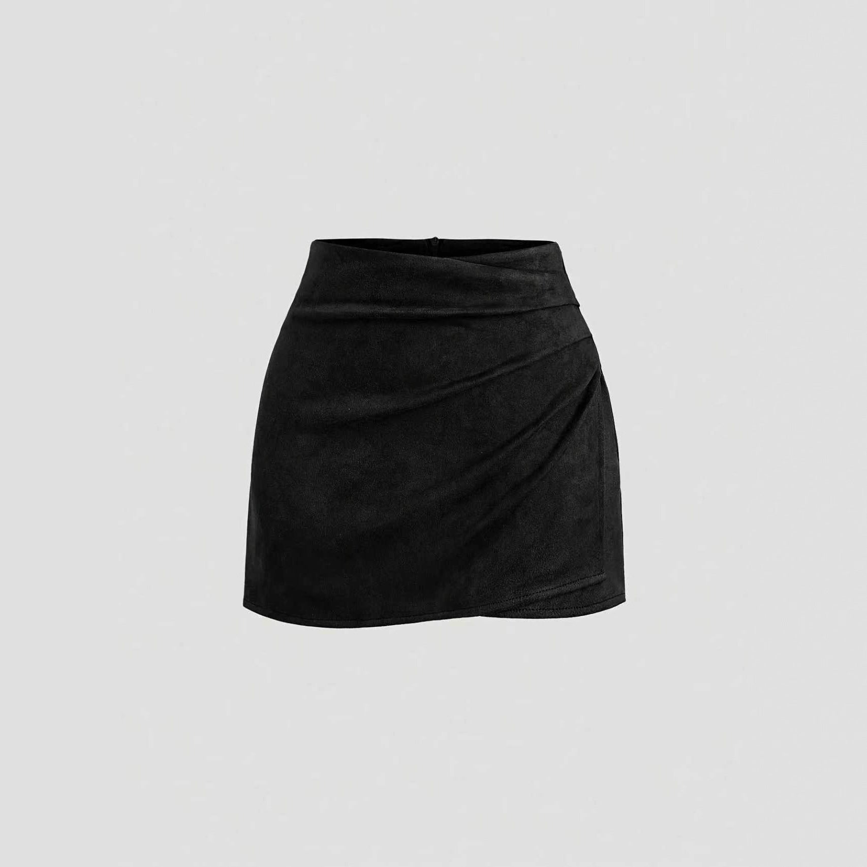 Womens Faux Suede Pleated Mid-rise Skirt