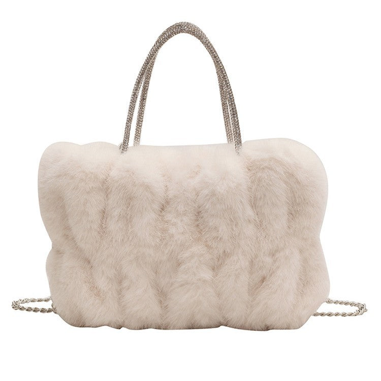 Womens New Cloud-Shaped Plush Mini Handbag