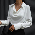 Wearsmartii Collared Long-Sleeve Shirts Fashion Commuter Solid Color Blouse Casual Business Tops Women'S Clothing