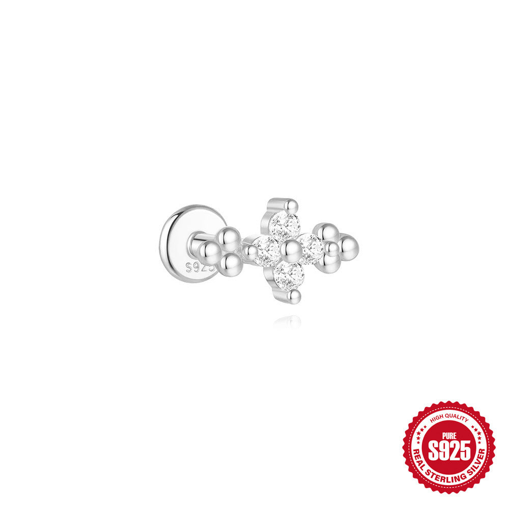Wearsmartii S925 Sterling Silver Diamond Stud Earrings - Cartilage & Helix Piercing Jewellery