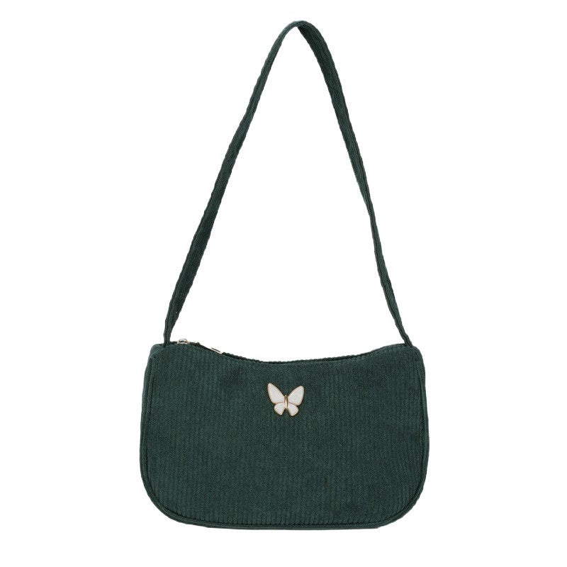 Solid Color Corduroy Butterfly Large Capacity Shoulder Bag