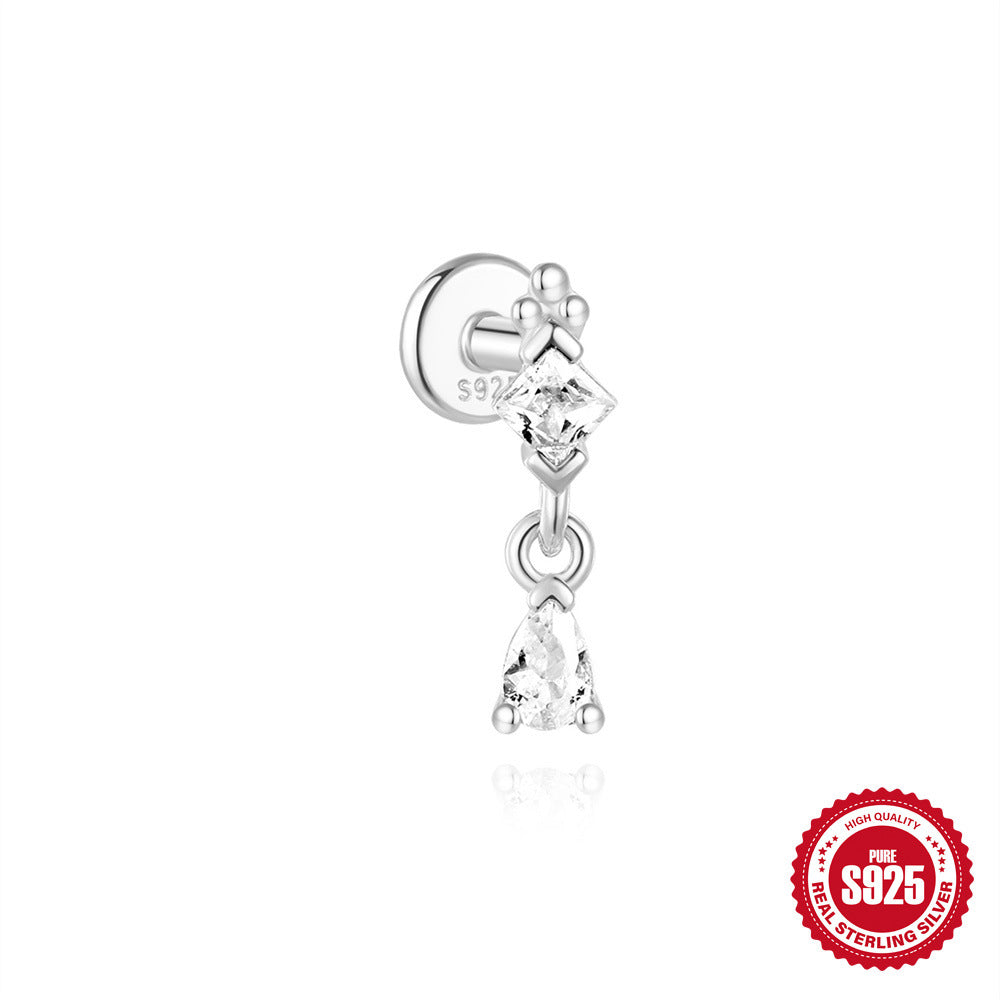 Wearsmartii S925 Sterling Silver Diamond Stud Earrings - Cartilage & Helix Piercing Jewellery