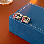 Wearsmartii Sterling Silver Post Floral Crystal Ear Cuffs - Sparkling S925 Floral Ear Wraps