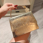 Creative And Versatile Shiny Leather Flap Evening Bag