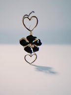 Wearsmartii Heart & Flower Double Layer Dangle Earrings - Elegant Floral Drop Jewellery for Women