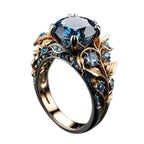 Wearsmartii Fashionable Vintage Two-Tone Ring With Sapphire Inlay