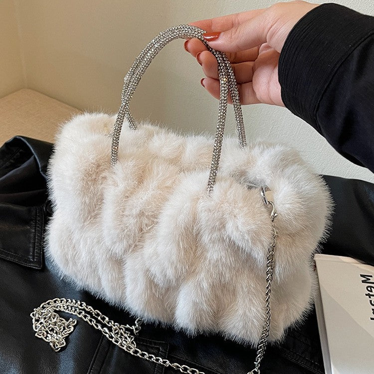 Womens New Cloud-Shaped Plush Mini Handbag