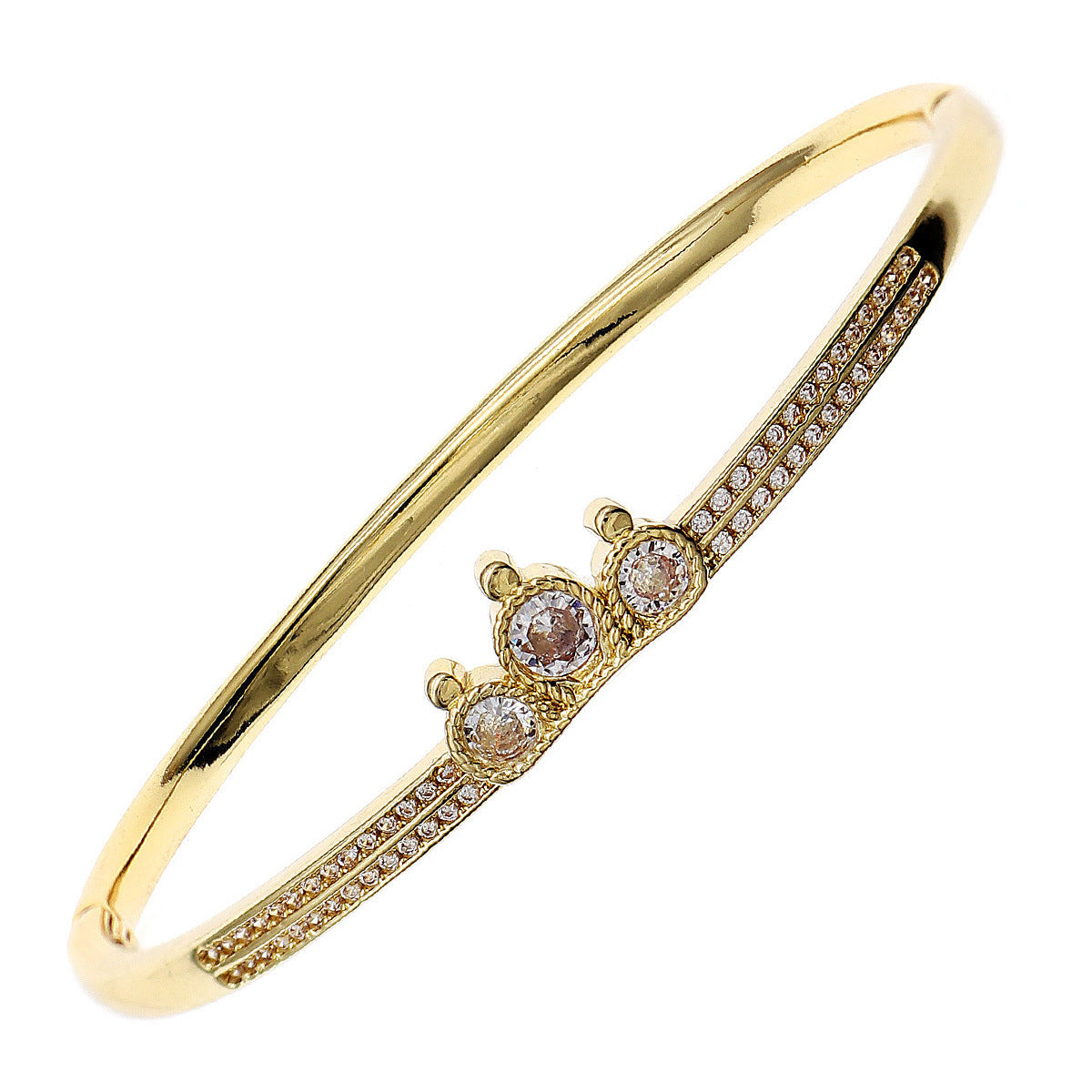 Diamond-encrusted Open Bangle Bracelet With A Luxe Niche Vibe