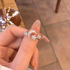 Wearsmartii Chic Star Moon Rhinestone Ring Retro & Minimalist Style