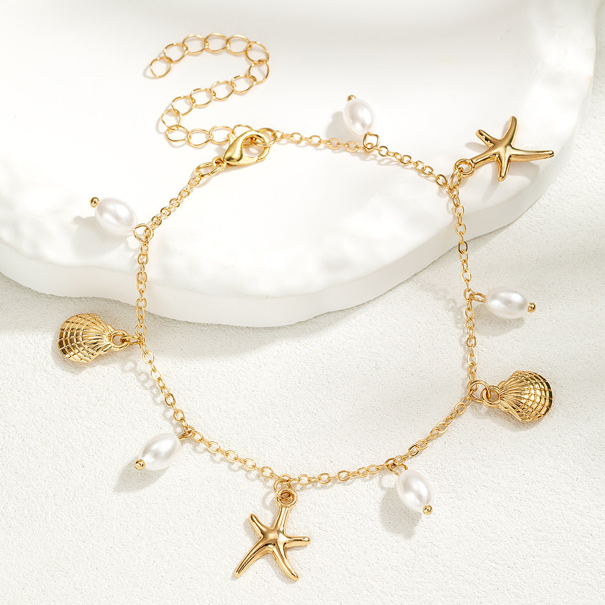 Wearsmartii Adjustable Alloy Starfish Pendant Anklet