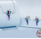 Wearsmartii Forest Style Bird Earring Necklace Set - Nature Inspired Jewelry for Women - Gold/Silver Plated