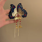 Wearsmartii Embroidered Butterfly Tassel Earrings