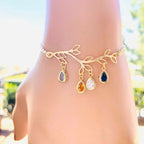 Wearsmartii Tree Of Life Water Drop Birthstone Bracelet