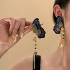 Wearsmartii Embroidered Butterfly Tassel Earrings