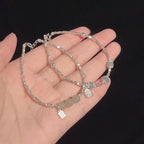 Fashionable Light-luxury Jade And Silver Nugget Bracelet