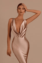 Wearsmartii Bridesmaid Dress Deep V Neck Satin Prom Dress Long Formal Evening Gowns