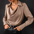 Wearsmartii Collared Long-Sleeve Shirts Fashion Commuter Solid Color Blouse Casual Business Tops Women'S Clothing