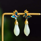 Wearsmartii Chinese-Style Retro Enamel Butterfly Stud Earrings - Vintage Chinoiserie Jewelry for Women