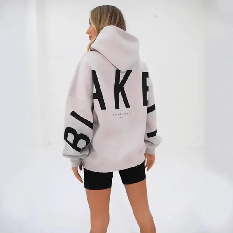 Fashionable Printed Thickened Versatile Long-Sleeve Loose-Fit Hoodie