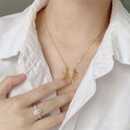 Wearsmartii Sunflower U-Shaped Stainless Steel Necklace