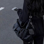 Large Capacity Simple Neutral Dark One-shoulder Oblique Bag