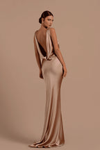 Wearsmartii Bridesmaid Dress Deep V Neck Satin Prom Dress Long Formal Evening Gowns
