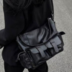 Large Capacity Simple Neutral Dark One-shoulder Oblique Bag