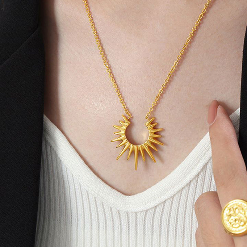 Wearsmartii Sunflower U-Shaped Stainless Steel Necklace