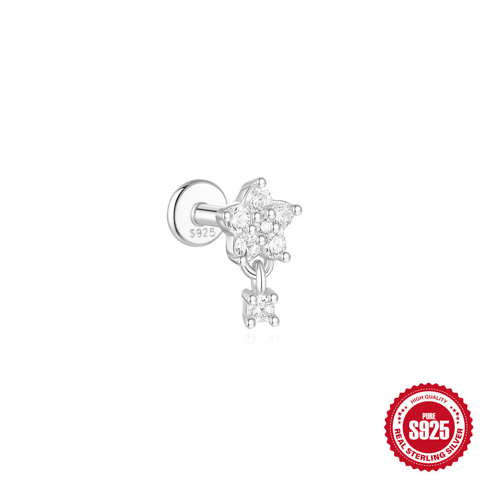 Wearsmartii S925 Sterling Silver Diamond Stud Earrings - Cartilage & Helix Piercing Jewellery