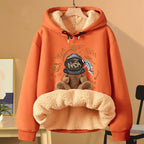 Extra Thick Lambswool Hooded Sweatshirt For Women Fleece Lined And Loose Fitting