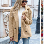 Wearsmartii Loose Lapel Fluffy Coat Winter Button Jacket Cardigan Outwear For Women Clothing