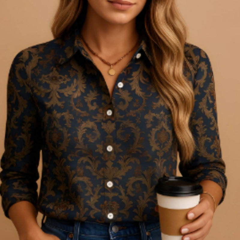 Lightly Mature Casual Womens Printed Blouse