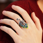 Wearsmartii Peacock Shape Open Ring Size Adjustable