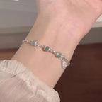 Fashionable Light-luxury Jade And Silver Nugget Bracelet