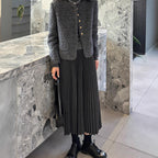 Highwaisted Aline Pleated Wool Midi Skirt For Women