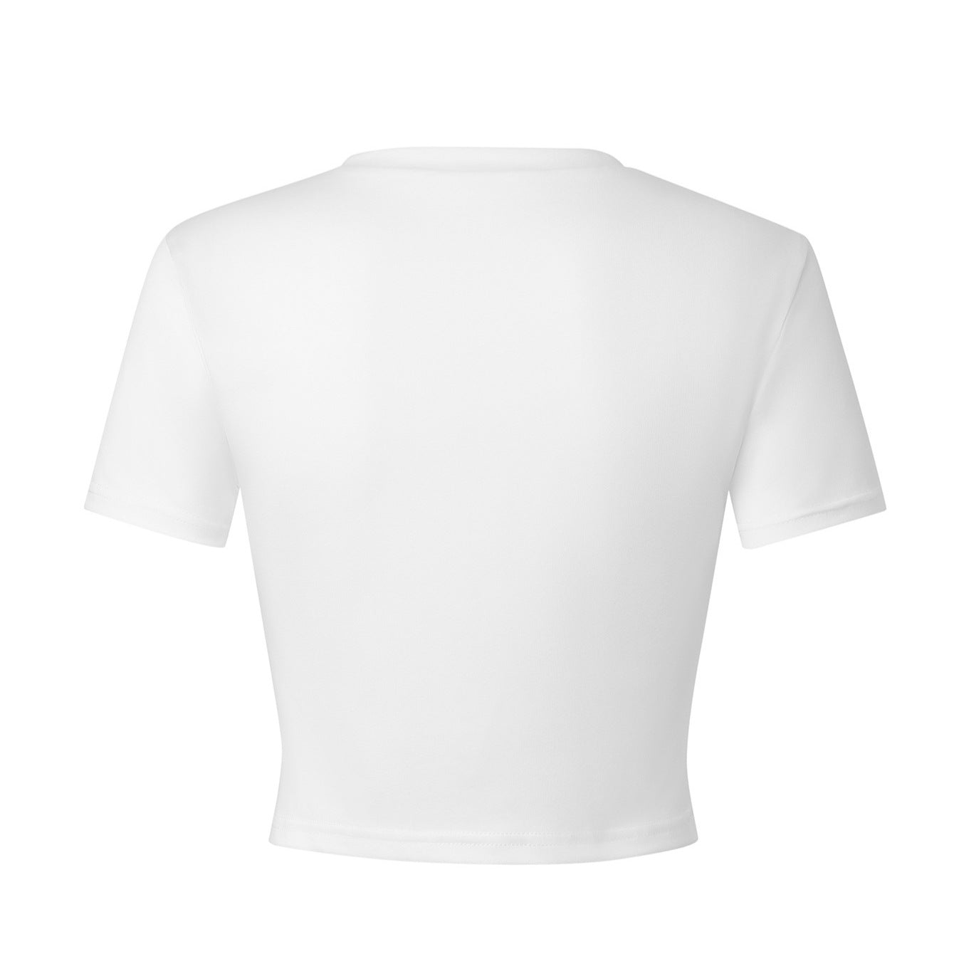 Womens Printed Top White Bodycon Cropped Navel-Exposed T-Shirt