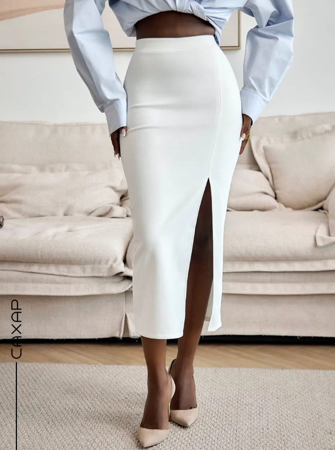 Mid-length Suede-look Skirt For Spring And Autumn