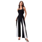 Black And White Color Matching Straight Halter Jumpsuit